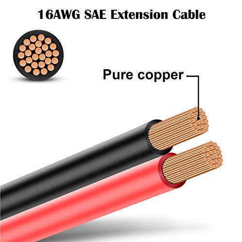 Igreely Sae Extension Cable 16 Gauge 30Ft 9M Sae To Sae Extension Cable Quick Disconnect Wire Harness 16Awg Sae Connector Sae Plug For Automotive Rv Motorcycle Solar Panel Cars Tractor 9M #TOP2