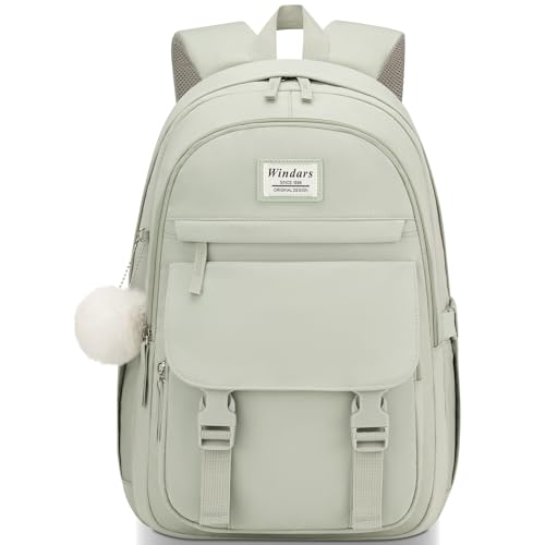 Image of WINDARS School Backpack for Teen Girls, Cute College Backpacks for Women Students Aesthetic Bookbag Large 15.6 Inch Laptop Bag Middle School Travel Back Pack (Green)