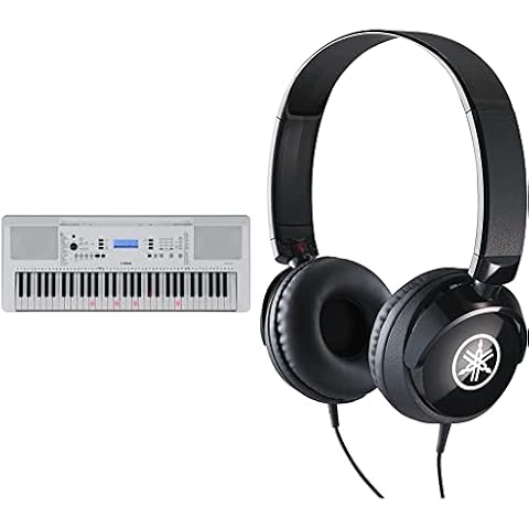 Yamaha EZ-300 Digital Keyboard, weiß - Portables Lern-Keyboard mit USB-to-Host-Anschluss & HPH-50B Kopfhörer Cover