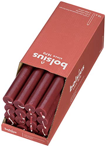 Bolsius Stabkerzen XL Rustik - 9er Pack Bordeauxrote Kerzen Ohne Palmöl, 15h Brenndauer