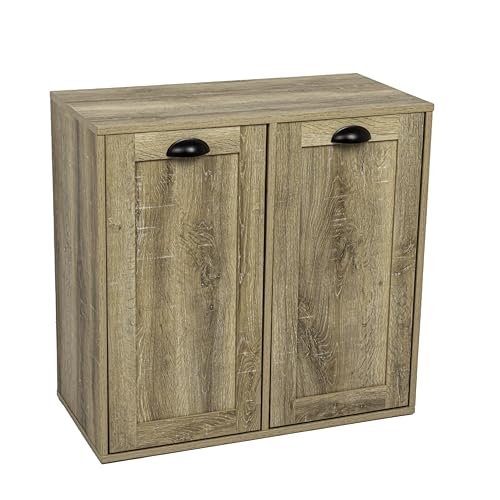 Household Essentials Laundry Sorter Cabinet in Oak Finish