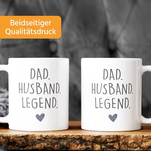 Moonworks® Koffiemok Mom Wife Boss Dad Husband Legend geschenk mama papa vader wit keramische mok - Afbeelding 4