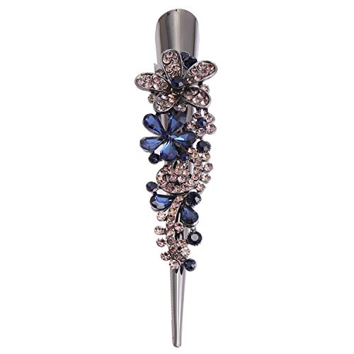 Pince à cheveux crocodile vintage Kichvoe en métal strass pour femme
