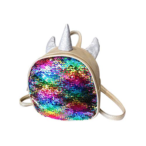 FENICAL Mochila Mini lentejuelas Unicorn antirrobo College Bookbag para mujer niña