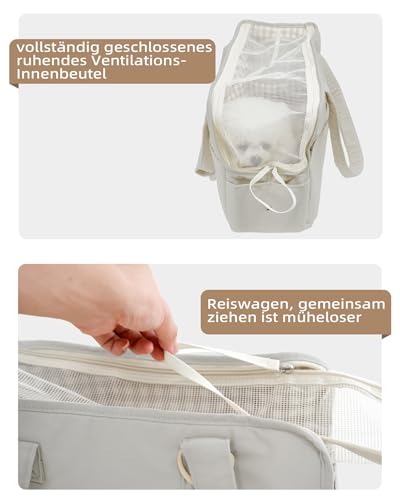 ONECUTE Hundetrage für kleine Hunde Kaninchen Katze mit großen Taschen, Baumwolltasche, Hundetrage Soft Sided, zusammenklappbar Travel Puppy Carrier (Gray, 34 * 16 * 25 cm)
