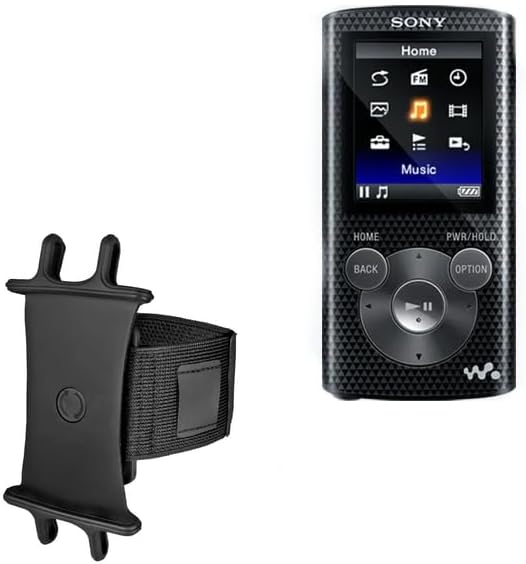 BoxWave Funda compatible con Sony NWZ-E380 - Brazalete deportivo ActiveStretch ajustable, para entrenamiento y correr, color negro azabache