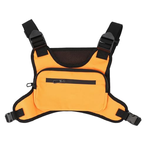 DANAIXZ Bolsa de Pecho para Deportes al Aire, Chaleco Multifuncional de Gran Capacidad a la Moda, Paquete para Ciclismo, Senderismo, Correr, Entrenamiento, Material de Lona Duradero, (Naranja)