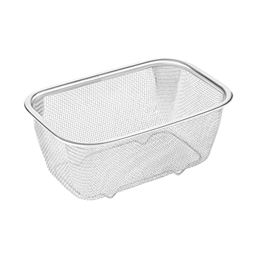 1 Square Frying Basket - Stainless Steel Strainer Wire Basket, Rectangle Colander Basket | Temperature Resistant Over the Sink Colander, Vegetable Fruit Colander Strainer for Straining S
