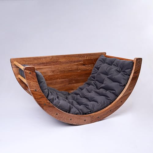Image of Kids Rocking Bed | Arc Climber | Semi Round Table | Child Safe | Smooth Edges | Multiprpose (Non-Foldable with Mattress, Walnut)