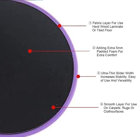 2 Pack Dual-Sided Gliding Slider Discs for Core Workouts, Ab Training & Full Body Fitness - Use on Carpet & Hardwood Floors (Black) - Image 5