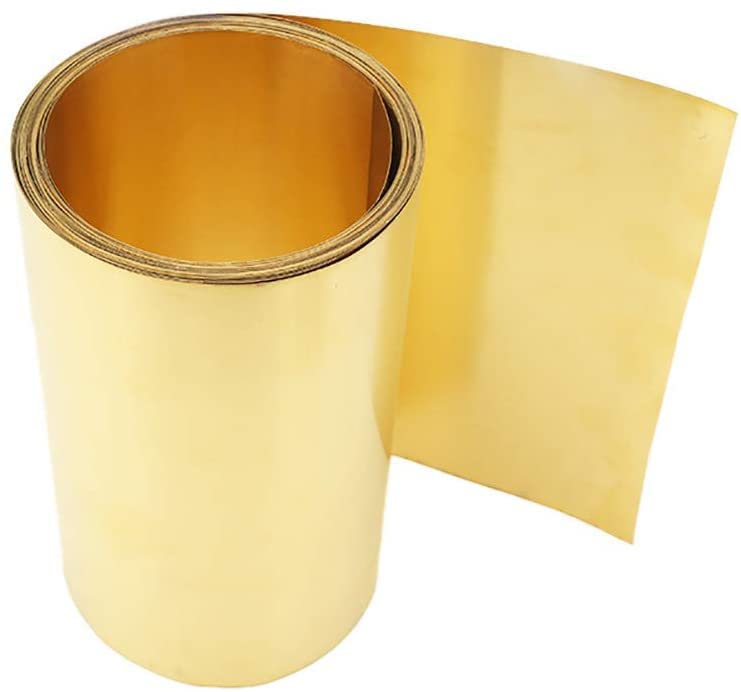 Sourcing Map Laiton Feuille Rouleau, 2Pcs 0.2x30x1000mm Laiton Papier-Aluminium Rouleau Laiton Bande Doré Pour Artisanat, Électrique Réparations, Mise-à-Terre