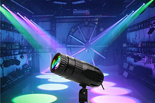 Pinspot Spot Light With Remote Mini 15W Rgbw Led Spotlight Spotlight Lights Stage Lighting For Mirror Ball Club Dj Disco Party Show Bar Club Wedding Adjustable Focal Length Black #TOP3