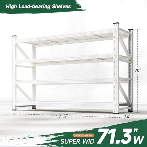 Image of Letaya 71.3 inch W Metal Storage Shelves,5000LBS Heavy Duty Garage Shelving Units, 4 Tier Adjustable Utility Rack Shelf,Large Industrial Shelves,for Shop,Warehouse,Basement (71.3 inch W x 24 inch D x 70 inch H)