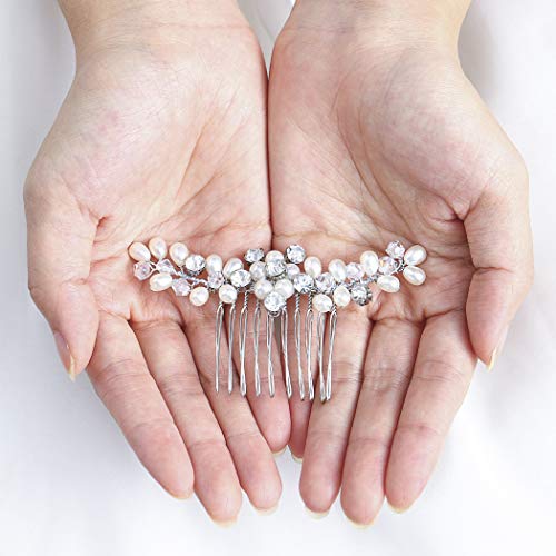 Jakawin Bride Pearl Wedding Hair Comb Silver Hair Piece Rhinestone Headpiece Bridal Hair Accessories For Women And Girls Hc043 #TOP5
