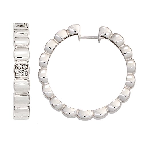 Preisvergleich Produktbild Jobo Damen Creolen 585 Gold Weißgold 14 Diamanten Brillanten Ohrringe Goldcreolen