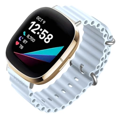Image of YODI Watch Band Compatible with Fitbit Versa 4 / Fit bit Versa 3 / Fitbit Sense /Sense 2 Band, Soft Replacement Silicone Wristband for Women Flexible Waterproof Sport Watch Strap for Men Large