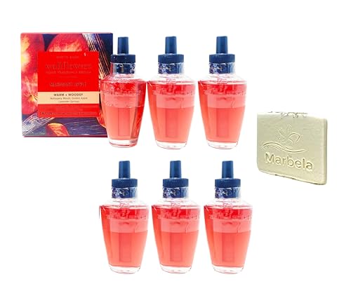 Bath & Body Works Mahogany-Apple 6 Pack Wallflowers Fragrance Refill Set with a Natural Oats Sample Soap