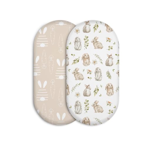 Image of Bassinet Sheets, Bassinet Sheets for Baby Boy and Girl, Bassinet Sheet Neutral, Fit for Rectangle, Round, Oval, Hourglass Mattress, Flexible for Different Bassinet Pad/Mattress 2 Pack