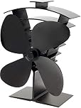 VALIANT (FIR361) Premium IV 4-Blade Heat Powered Log Burner & Stove Fan, Black