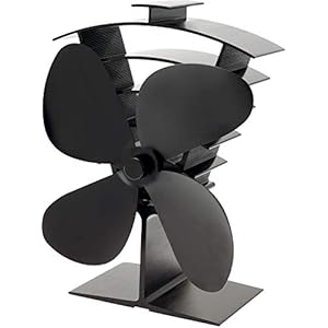 Valiant (FIR361) Premium IV 4-Blade Heat Powered Log Burner & Stove Fan, Black