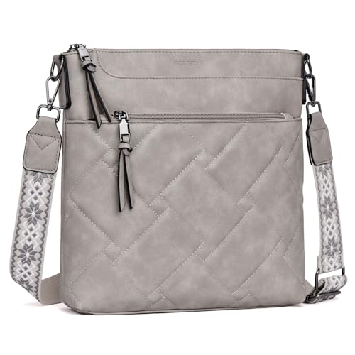 Image of POIUGOYA Quilted Crossbody Bags for Women Trendy,Vegan Leather Medium Shoulder Handbags Travel Purse with RFID Card Slots