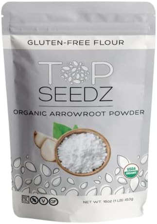 Top Seedz, Certified USDA Organic Arrowroot Powder | Gluten-Free, Grain-Free Flour or Starch Food Thickener Vegan, Nut-Free, Keto and Paleo Diet | 1lb Resealable Pouch (Pack of 1)
