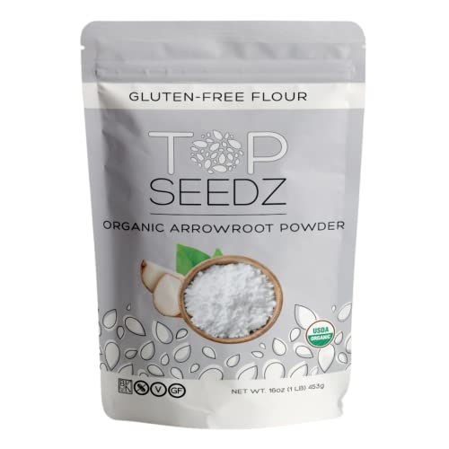 Top Seedz, Certified Usda Organic Arrowroot Powder | Gluten-Free, Grain-Free Flour Or Starch Food Thickener Vegan, Nut-Free, Keto And Paleo Diet | 1Lb Resealable Pouch (Pack Of 2) #TOP2