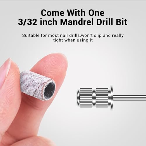 Image of MelodySusie 100 Pcs Nail Drill Bits Sanding Bands for Nail Drill 150 Medium Grit Nail File Sanding Bands for Acrylic Nails Gel Manicures and Pedicure