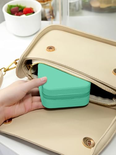 Image of Cortina Toiletry Bag | Luxury Cute Travel Make Up Hanging Wash Bag | Cosmetic Waterproof Hanging Toiletries Bags | Personalised with Pearl Zipper - Sea Green