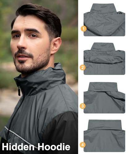 SWISSWELL Mens Rain Jacket Waterproof Windbreaker Hidden Hooded Lightweight Breathable Rain Coat for Golf Hiking Cycling3
