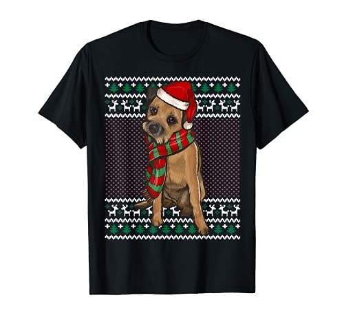 Ugly Christmas Border Terrier Navidad Camiseta