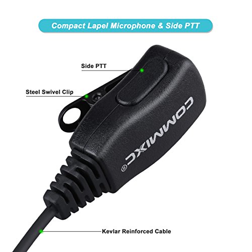 Auriculares walkie talkie de 2 pines con micro PTT paquete de 2 compatibles con Kenwood y Baofeng 4