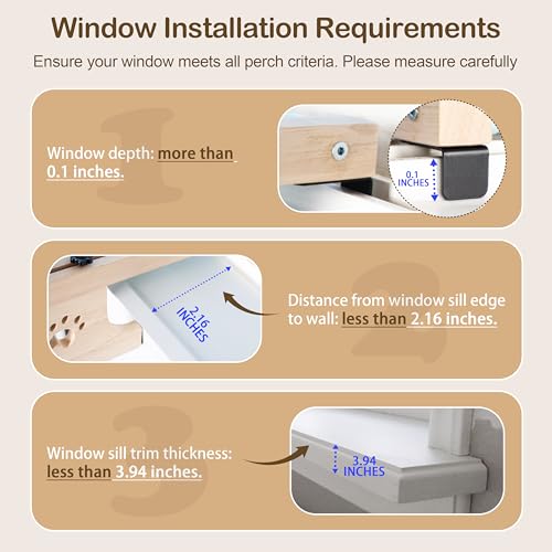 BEFER Poleiro ajustável 2 em 1 para janela para gatos 56 x 38 cm, cama de rede grande para janela de