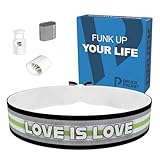 Agender - Love is Love weiß Stoffarmband - Langlebiges, wasserfestes Unisex Armband - Handgemachte LGBTQ Accessoires - Modisches Pride Schmuck - Geschenkideen für LGBTQ Freunde