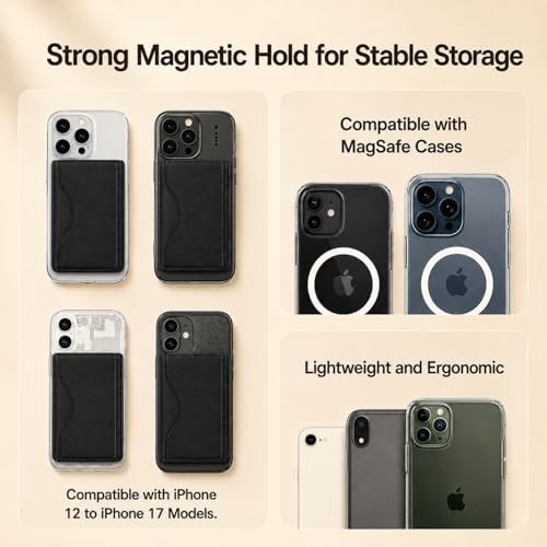 Image of Magnetic Wallet, Tri Fold Magnetic Card Holder with Premium PU Leather, Slim Foldable Phone Wallet for iPhone Android Travel and Daily Carry