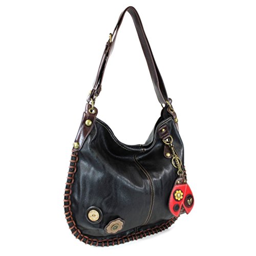 Chala CONVERTIBLE Hobo Large Tote Bag LADYBUG Vegan Leather BLACK4