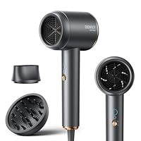 Ionen Föhn mit Diffusor 1800W - DEWILY Schnelltrocknen Haartrockner Hair Dryer, 3 Temperatureinstellungen/ 2-Gang, Kompakt Tragbar Reisefön mit Diffusor für Locken, Grau
