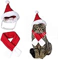 edealing Cute Santa Hat & Scarf Xmas Red Costume Suit Dress Up for Pet Dog Cats Fashion Accessory (S-Fit neck size within 11")