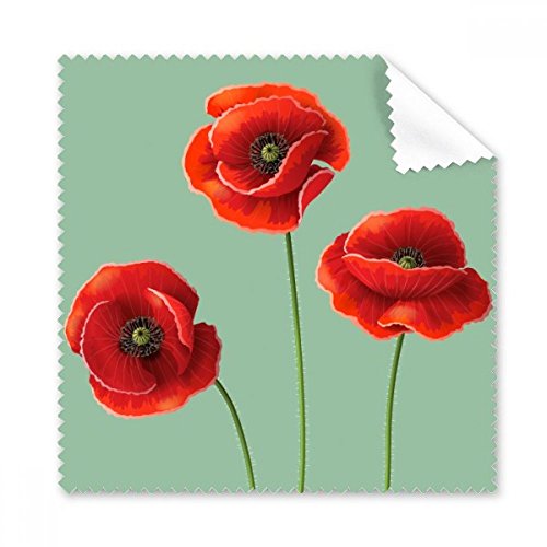 Chiffon nettoyant écran téléphone et essuie-verre lunettes fleur rouge coquelicot