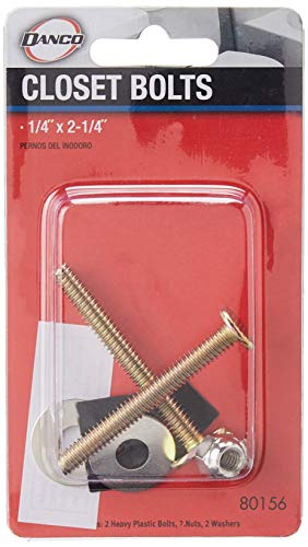 Danco Brass Closet Bolts With Nuts And Washers Toilet Bolt Set, 1/4 Inch X 2-1/4 Inch, Brass, 2-Set (80156) #TOP1