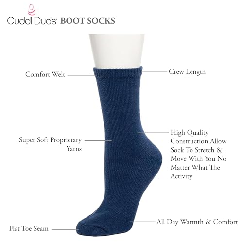 Image of Cuddl Duds Women Super Soft Multicolor Easy Care Crew Boot Socks 4 Pair