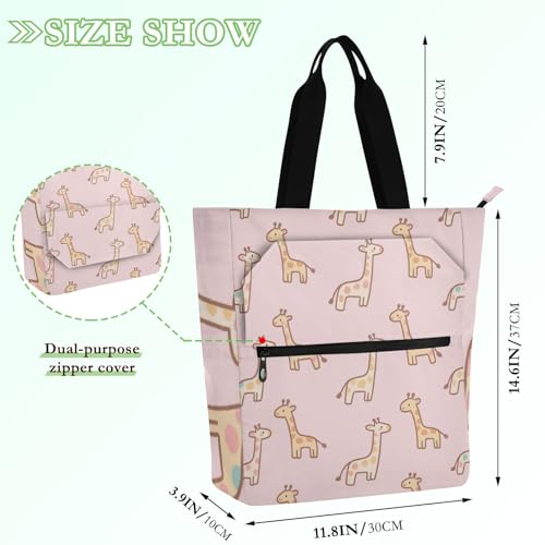 Bolsa de comestibles para escuela y compras, diseño de dibujos infantiles con cremallera 4