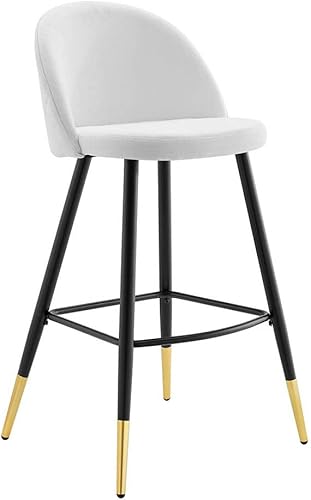 Modway Taburetes de bar tapizados de tela Cordial en color blanco - Juego de 2
