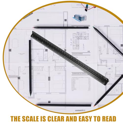 Regla triangular imperial de 30 cm con lectura nítida para trazos de arquitectura 5