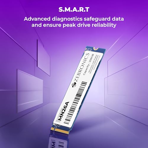 Image of Zebronics 256GB M.2 NVMe SSD, 2280 Form Factor, 2200MB /s Read & 1600MB /s Write, Faster Than SATA SSD, High Performance Storage, Low Power Consumption, Silent Operation, S.M.A.R.T Support (MN26A)