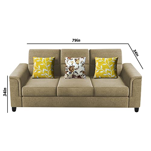 Image of Casaliving Nancy 3 Seater Sofa Set for Living Room | Colour - Cream