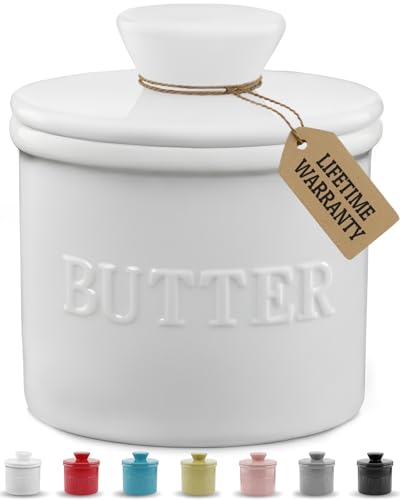 PriorityChef French Butter Crock with Lid, Keep Butter Spreadable &