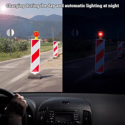 Solar Industrial Warning Lights,Wireless Waterproof Rechargeable Safety Barricade Warning Lights,Traffic Signal Flashing 2 Sided Visibility Amber LED for Road Construction and Vehicle Emergency