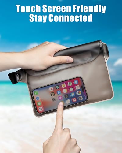 Image of F-color Waterproof Fanny Pack - Waterproof Pouch, Beach Cruise Essentials | Adjustable Waist Strap, Triple Zipper Roll-Top Dry Bag for Phone, Keep Passport Valuables Dry for Beach Kayaking Boating