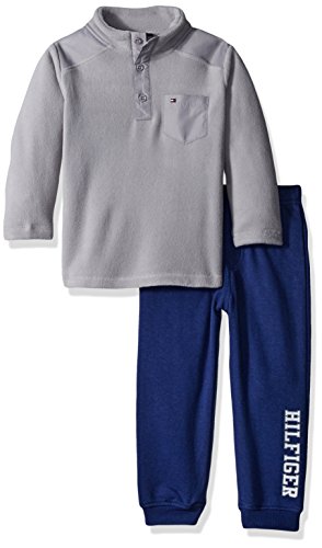 Tommy Hilfiger Boys' 2 Pieces Fleece Half Buttons Open Pants Set